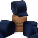 Ribbli Navy Blue Silk Satin Ribbon 1.5 Inch x 30 Yard Handmade Frayed Chiffon Navy Ribbon for Gift Wrapping Wedding Invitations Bridal Bouquets Home Decor
