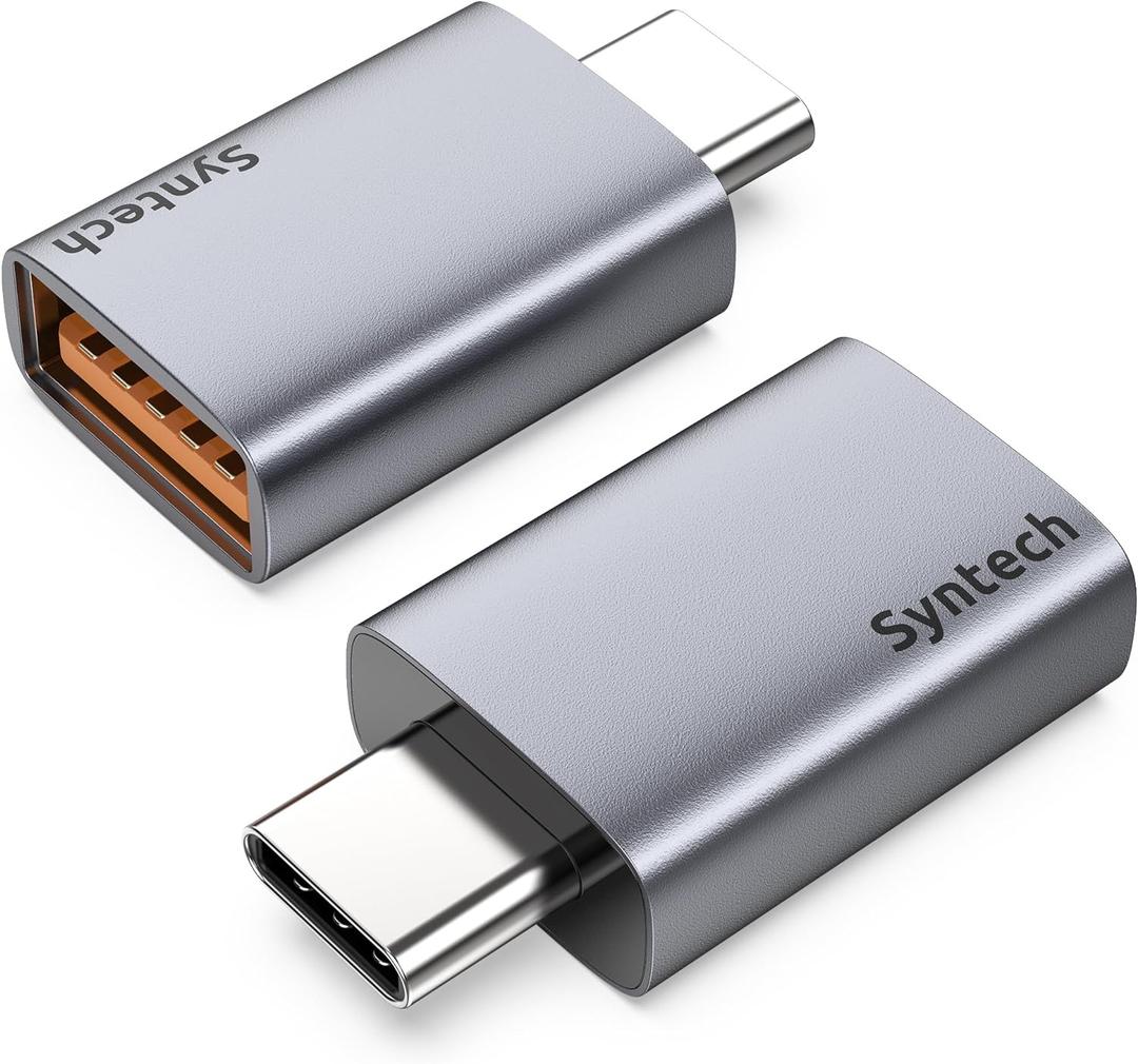 Syntech USB C to USB Adapter (2 Pack), 10Gbps USB3.2 Gen 2 Fit Side by Side, Type C Male to A 3.2 Female Adapter Compatible with iPhone 17e 17 Pro Max/iPad/iMac/MacBook Pro & Thunderbolt 4/3 Devices