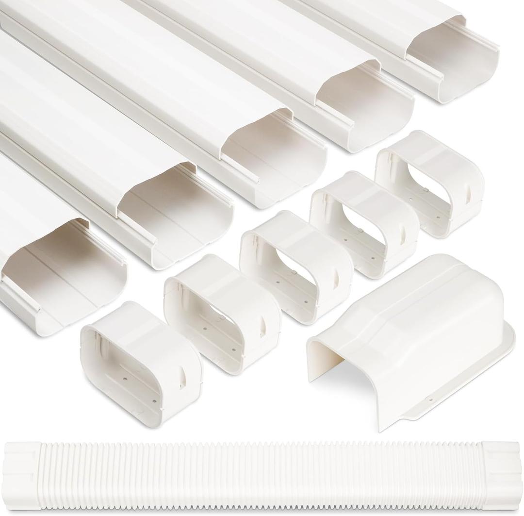 Kalkehay 4" W 9Ft L Line Set Cover for Mini Split and Central Air Conditioners Decorative PVC Line Cover Kit for Outdoor AC Heat Pump Systems