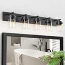 IZORRO Bathroom Vanity Light Fixture, 5-Light 36 Inch Matte Black Bathroom Light Fixtures Over Mirror, with Clear Glass Shade, Modern Farmhouse Vanity Lights, Rustic Restroom Lighting Fixtures