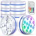 Submersible Led Pool Lights for Above Ground Pools IP68 Waterproof Inground Pond Light Underwater with 4 Magnets, 4 Suction Cups and 16 RGB Dynamic Color, for Father's Day Party Decorations (8pack)