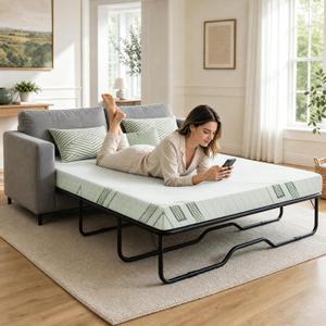 AOX 4 Inch Sleeper Sofa Mattress,Queen Size Gel Memory Foam Mattress for Sofa,Pull Out Couch,Guest Bed,RV,Boat,White,72" L x 58" W x 4" H(White, Sofa Queen, 4.0, 4.0, Inches)
