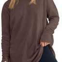 Women's Plus Size Long Sleeve Tunic Top Crew Neck Summer Oversized Fit Basic T Shirts Blouse (4X-Large Plus, Deep Coffee)