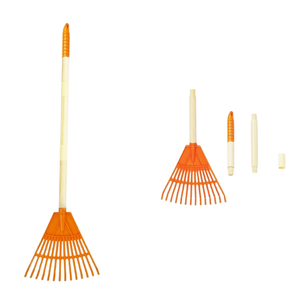 Kids Rakes, 2 Pieces 31" Heavy Duty Lawn Tool for Leaves, Child Size, Plastic Head & Wooden Handle, Gardening Tools for Boys Girls Gifts Age 3 Year Old and Up (Orange)