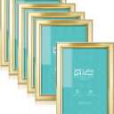 LaVie Home 4x6 Picture Frames (6 Pc, Gold) Simple Designed Photo Frame with High Definition Glass for Wall Mount & Table Top Display, Set of 6 Classic Collection