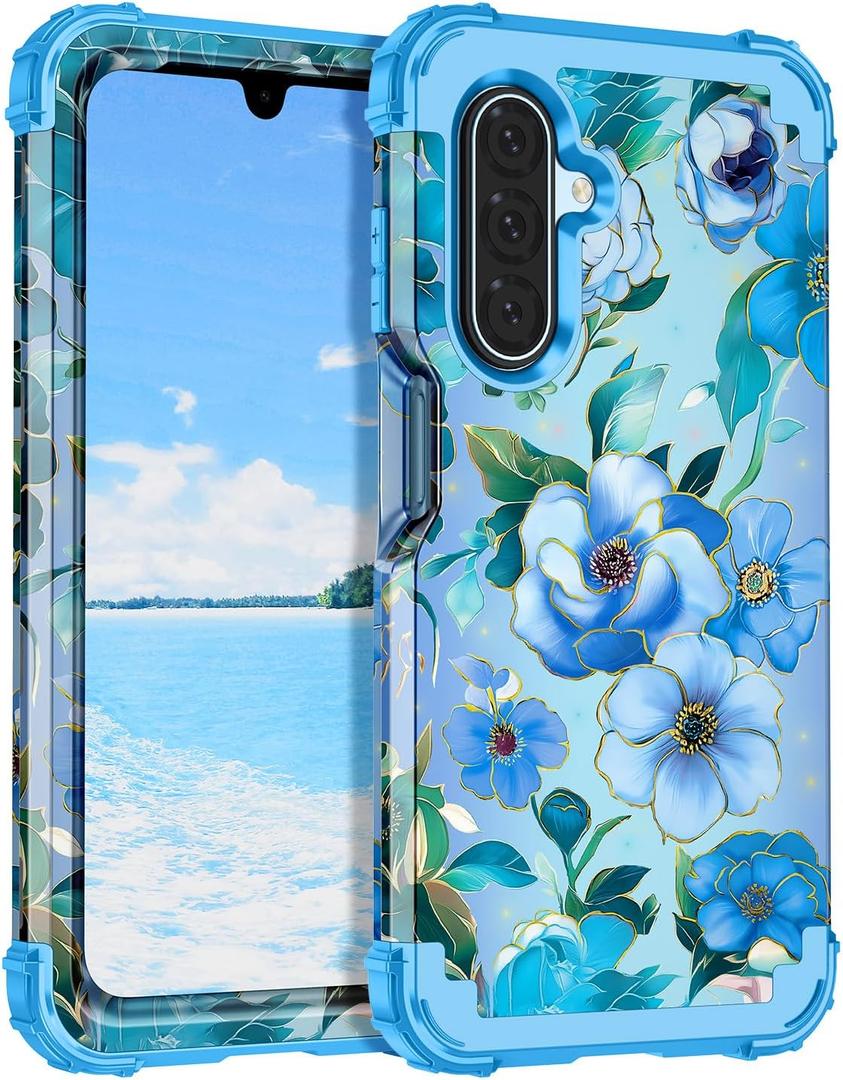 Hekodonk for Galaxy A17 5G Case,Three Layer Heavy Duty Shockproof Protection Hard Plasti c+Soft Silicone Full Body Drop Protective Case for Samsung Galaxy A17 5G 6.7 inch,Light Blue