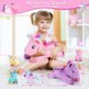 gnomantic 5 Pieces Unicorn Stuffed Animals - 1 Mommy Stuffed Unicorn with 4 Babies - Unicorns Gifts for Girls Ages 3-8, Unicorns Plush Toys for Christmas, Valentine's, Birthday Gifts (Pink & Purple)