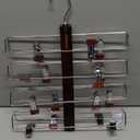 HOUSE DAY Skirt Hangers Space Saving 2 Pack, Double Row 4-Tier Non-Slip Hangers with Clips for Skirts, Shorts, and Pants - Lotus Wood Clip Hanger for Women - Closet Organizers and Storage (Mahogany)