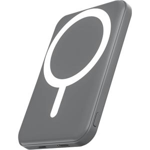 podoru for Magnetic Battery Pack, 5000mAh Magnetic Power Bank with Type-C Cable 20W PD Fast Charging Lighting Input Wireless Portable Charger for iPhone 17/16/15/14/13/12/ All Series-Gray