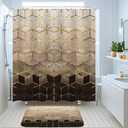 4PCS Bathroom Shower Curtain Sets, Bathroom Curtains Shower Set Include Waterproof Shower Curtain Non-Slip Rug Toilet Lid Cover Bath Mat and 12 Hooks (Grayish Brown)