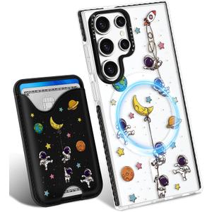 Toycamp for Samsung Galaxy S24 Ultra Case - Compatible with Magsafe Credit Card Holder Wallet Magnetic Cute Women Teen Girls Kawaii Girly Unique Man Boys Design Phone Cover ffor Galaxy S24 Ultra