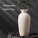 Vaseking Ceramic Natural Rustic Vase, 14.4 Inch Large Vintage Flower Threaded Decorative Farmhouse Tall Vase for Home Decor, Living Room, Shelf Decor, Wedding, Housewarming Gift, Off-White