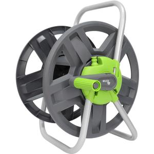 Water Hose Reel Cart, Holds 65-147 Ft of 5/8 Inch Hose, Wall Mounted Garden Hose Cart, Portable Hose Holder for Convenient Hose Storage and Watering (Green)