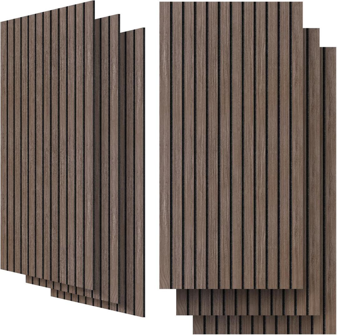 UMIACOUSTICS 6 Packs Acoustic Panel,47.2 x 23.6 Inches Decorative Sound Proof Panel for Office,Home Theater,Studio,Walnut Color