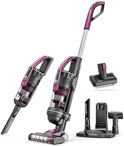 Roomie Tec SlimVac Upright Cordless Vacuum Cleaner, Dual Motor Powerful Suction, Up to 40 min Runtime, 2200mAh Batt Lightweight, Includes Pet Brush for Hair, HEPA Filter, Ideal for Home Cleaning, Carpets, and Cars