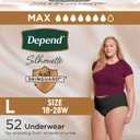 Depend Silhouette Adult Diapers, Incontinence & Postpartum Bladder Leak Underwear for Women, Maximum Absorbency, Large, Black, 52 Count (2 Packs of 26)