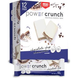Power Crunch Protein Wafer Bars, High Protein Snacks with Delicious Taste, Chocolate Chip Cheesecake, 1.4 Ounce (12 Count)