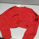 Women's Cropped Cardigan Sweaters Crew Neck Button Down Open Front Knit Bolero Shrugs (Red, M)