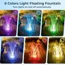 POPOSOAP Floating Pond Fountain with RGB LED Lights, 660GPH Pond Pump 30Ft Cable Length with 3 Modes Sprinkler & 65.6Ft Mooring Line, Floating Fountain for Outdoor Pond