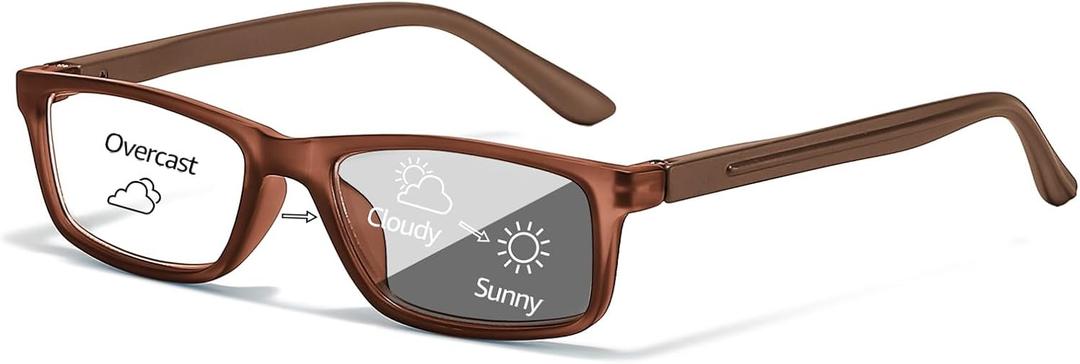 IGnaef Photochromic Reading Glasses Men Women UV Protection Sun Readers IF2321 (Brown)