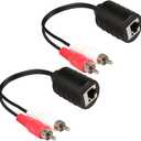 2Pack Stereo RCA to Stereo RCA Audio Signal Extender Over Cat5 (2X RCA to RJ45 Female)