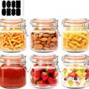 Encheng 25 oz Glass Jars With Airtight Lids And Leak Proof Rubber Gasket, Wide Mouth Mason Jars With Hinged Lids For Kitchen Canisters 750ml, Glass Storage Containers 6 Pack