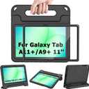 AVAWO Shockproof Kids Case for Samsung Galaxy Tab A11+ Plus/A9+ Plus 11 inch with Built-in Screen Protector,Black