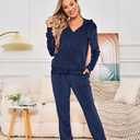 Velour Track Suits for Women Set Fall Sweatsuits 2 Piece (Blue, L)