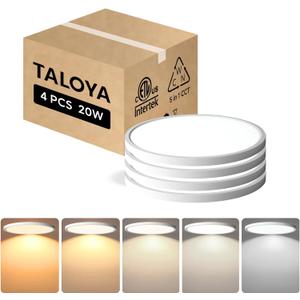 TALOYA Ceiling Light,4 Pack,10 Inch,20W,5 Color Selectable White Flush Mount Ceiling Light for Bedroom,Kitchen,Living Room,Hallway,Laundry