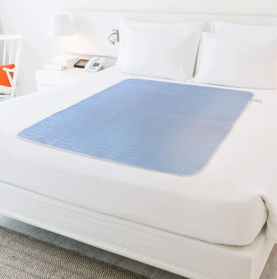 Bed Pads Washable Waterproof 34'' x 36'' (Pack of 4), Reusable Incontinence Underpads for Adults, Washable Pee Pads, Great for Dogs, Cats, Bunny, Seniors Bed Pad, Hospital Bed Sheets, Blue