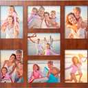 Picture Frame Collage 5x7 Photos Display - 7 Openings Photo Collage Picture Frame Wall Decor for Wall Mounting Vertically or Horizontally Frames for Wedding Anniversary-Dark Brown, 19.4x17.4 inches