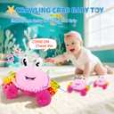 Baby Toys for 1 Year Old Girl Gifts, Pink Musical Dancing Crab Plush Toy | Rechargeable Interactive Plush Toy with 50 Songs & Voice Recorder, Sensory Play for Tummy Time, Gifts for Infants 6 Months+