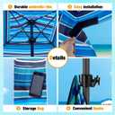 HOMEDEMO 6'6' Beach Cabana, Beach Canopy Tent Easy Set up and Take Down with Sand Pockets, Big Sandy Anchor, Elongated Side Wall Cabanas for Sand, Blue Stripe, 6x6 feet