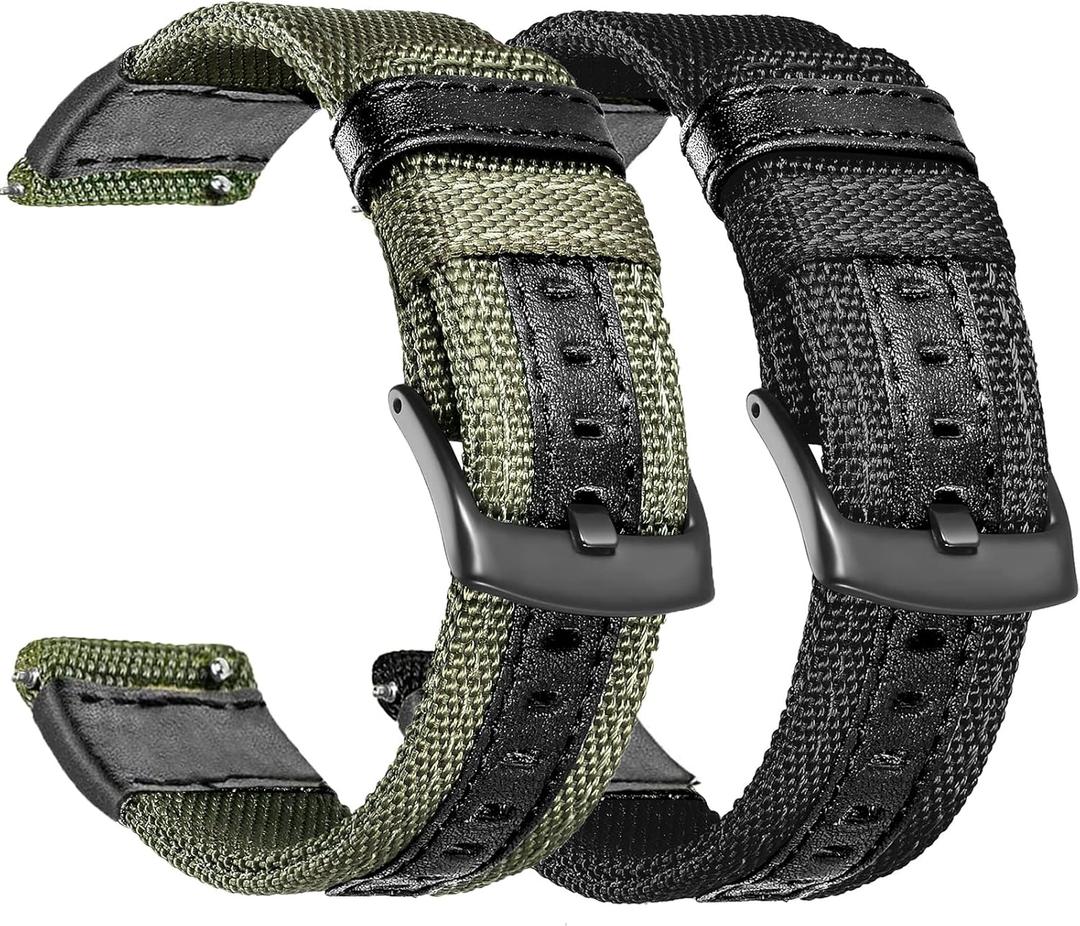 Compatible with Samsung Galaxy Watch 46mm Bands 2019/Galaxy Watch 3 45mm/Gear S3 Frontier Classic Band, 22mm Nylon Sports Replacement Strap Wristband for Men Women, 2 Pack