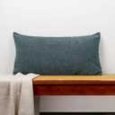 12x24 inch Boucle Lumbar Pillow Cover, Dusty Blue Woven Texture Neutral Long Pillow Cover Breathable Cushion Case for Couch Sofa Bed Living Room Home Decor (Cover Only)