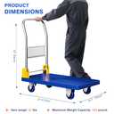 SunHalo Gear Flat Push Cart Dolly, Foldable Flat Bed Cart,Platform Cart Truck with 4 Wheels,880lbs Weight Capacity Folding Platform Truck with Handle for Moving and Loading,360 Degree Swivel,(Blue)