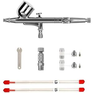 0.2/0.3/0.5mm Dual-Action Gravity Feed Airbrush Spray Gun Nail Painting Kits with Quick Connector Airbrush Needle Nozzle Nozzlecap