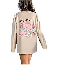 RoseSeek Girl's Bow Leopard Letter Graphic Tees Preppy Fall Long Sleeve T Shirt Aesthetic Cute Baggy Tops, Youth 12