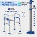 Loyoda Foldable Toilet Safety Rails for Seniors - Adjustable Toilet Safety Frame & Toilet Handles for Elderly & Disabled, Fits Most Toilets, 350lb Capacity, Blue