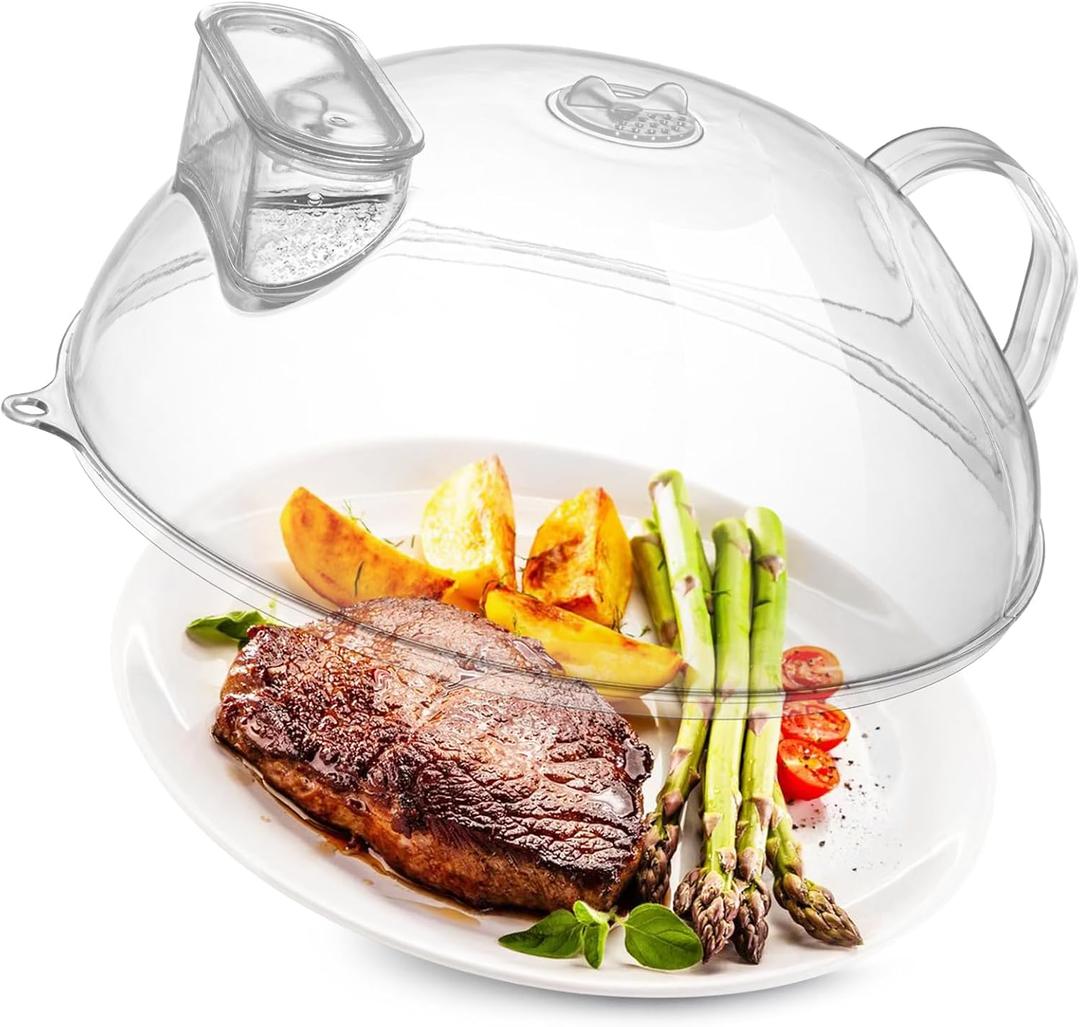 Microwave Splatter Cover,Protect Food Splashes,Dish Bowl Plate Serving Lid with Handle,BPA-Free,Clear Safe Plastic,Microwave Cover for Food,10 Inch