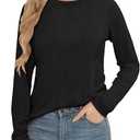 Long Sleeve Shirts for Women Crew Neck Basic Tee Fashion Womens Tops, Size S