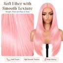NOSTALGIA Light Pink Glueless Synthetic Lace Front Wig 26 Inch for Women