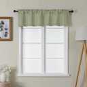 Lecloud Bessie Light Green Valance for Windows 14 Inch Length 2 Pcs, Short Cafe Kitchen Curtains with Rod Pocket, Faux Linen Window Valances Curtains for Bedroom Basement Bathroom, Each 30 W x 14 L