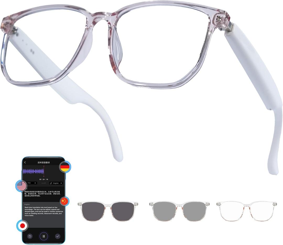 Smart Bluetooth Glasses, AI Voice Translation Eyewear with Integrated Speakers and Microphone, Hands-Free Calling & Music for Sports, Driving and Business, IP65 Rated, Unisex Design