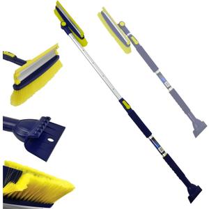 Michelin Snow Brush for Car Windshield - Snow and Ice Scraper with 4363" Extendable Handle, 13" Swivel Head with Squeegee, 5" Heavy Duty Ice Scraper for SUV, Truck, Van, Auto Cleaning