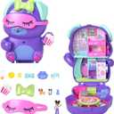 Polly Pocket Dolls and Playset, Sleepover Puppy Compact, Travel Toy with 1 Micro Doll, Pet Dogs, Food & Fashion Styling Accessories