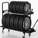 Rolling Tire Rack for Garage,Tire Storage Rack, Heavy-Duty Wheel Rack, Tire Shelf with 5" Caster Wheels