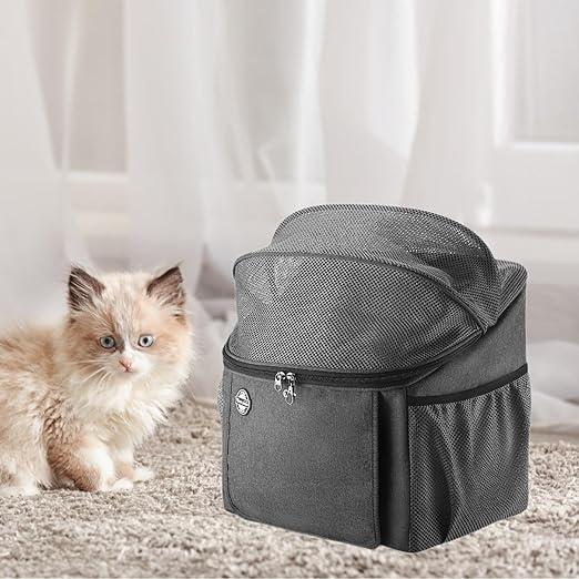 Pet Backpack Dog Bicycle Basket Carrier Portable 2 Side Storage Pockets Soft Side Dog Carrier Cat Travel Bag for Sightseeing