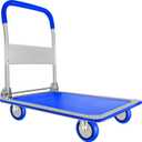 Push Cart Dolly by Wellmax, Moving Platform Hand Truck, Foldable for Easy Storage and 360 Degree Swivel Wheels with 330lb Weight Capacity, Blue Color (330 Lbs)