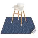 Blissful Diary Baby Splat Mat for Under High Chair, 50.4 x 50.4 Inch Wipeable Splash Mat, Waterproof and Washable, Anti-Slip Floor Protector, Safari Animals